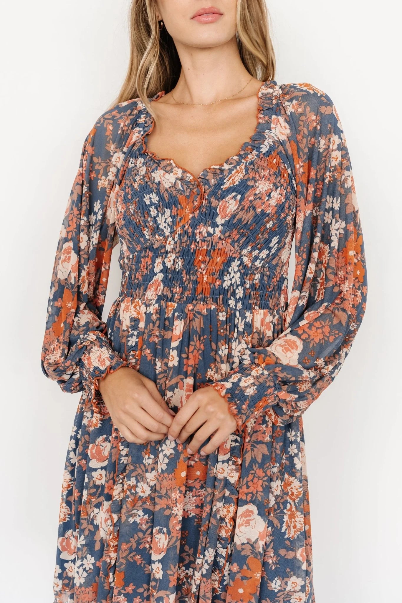 Parker Short Dress | Blue + Orange Floral