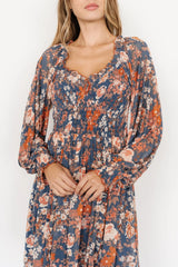 Parker Short Dress | Blue + Orange Floral