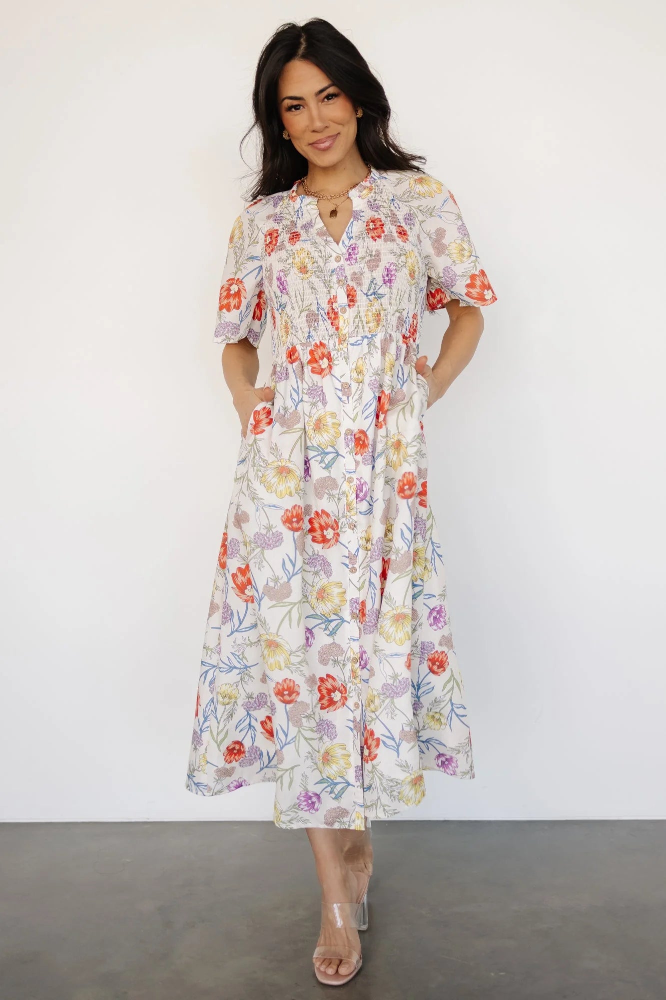 Botega Midi Dress | Ivory Multi Floral