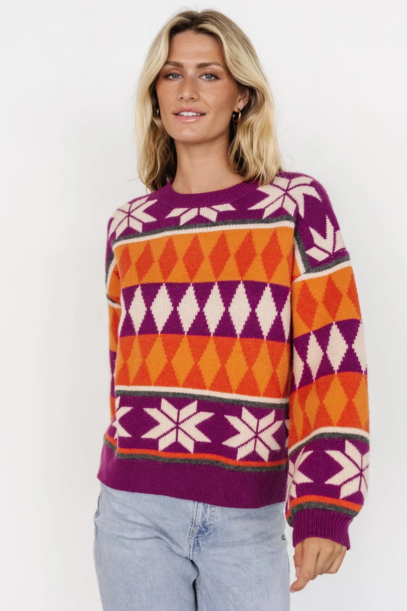 Zermatt Sweater | Magenta + Orange Print
