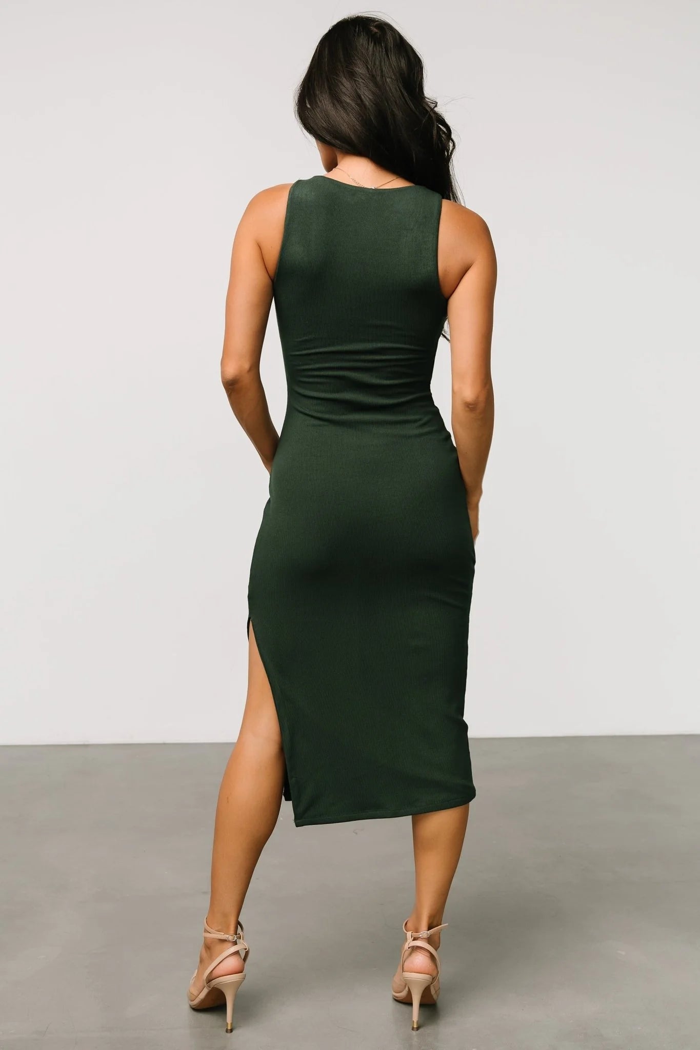 Moore Ribbed Tank Midi Dress | Dark Green