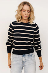 Rianne Knit Sweater | Navy + Cream Stripe