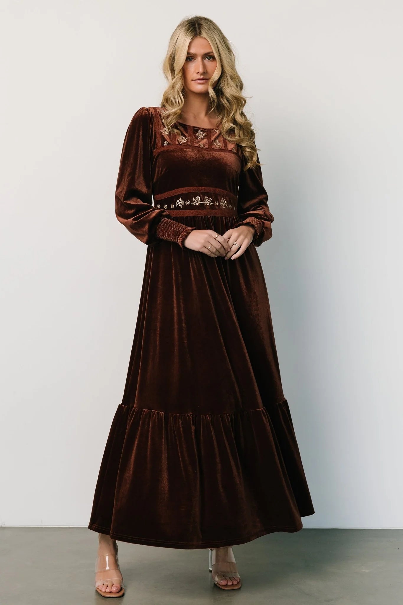 Ingrid Velvet Maxi Dress | Chocolate