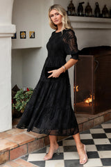 Nellie Smocked Midi Dress | Black