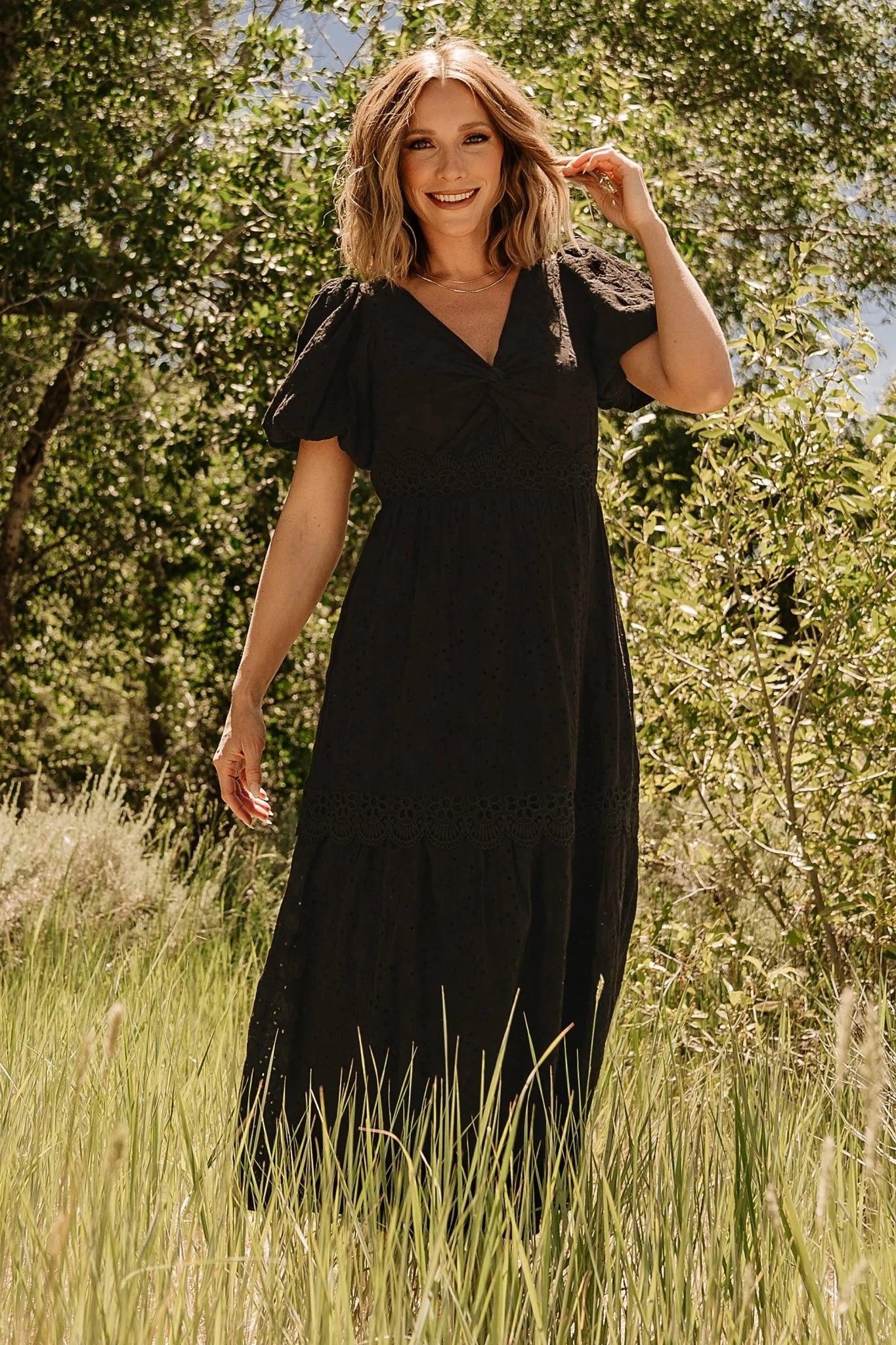 Jackie Eyelet Maxi Dress | Black