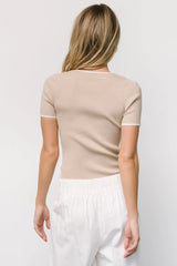Dena Ribbed Top | Natural + Ivory