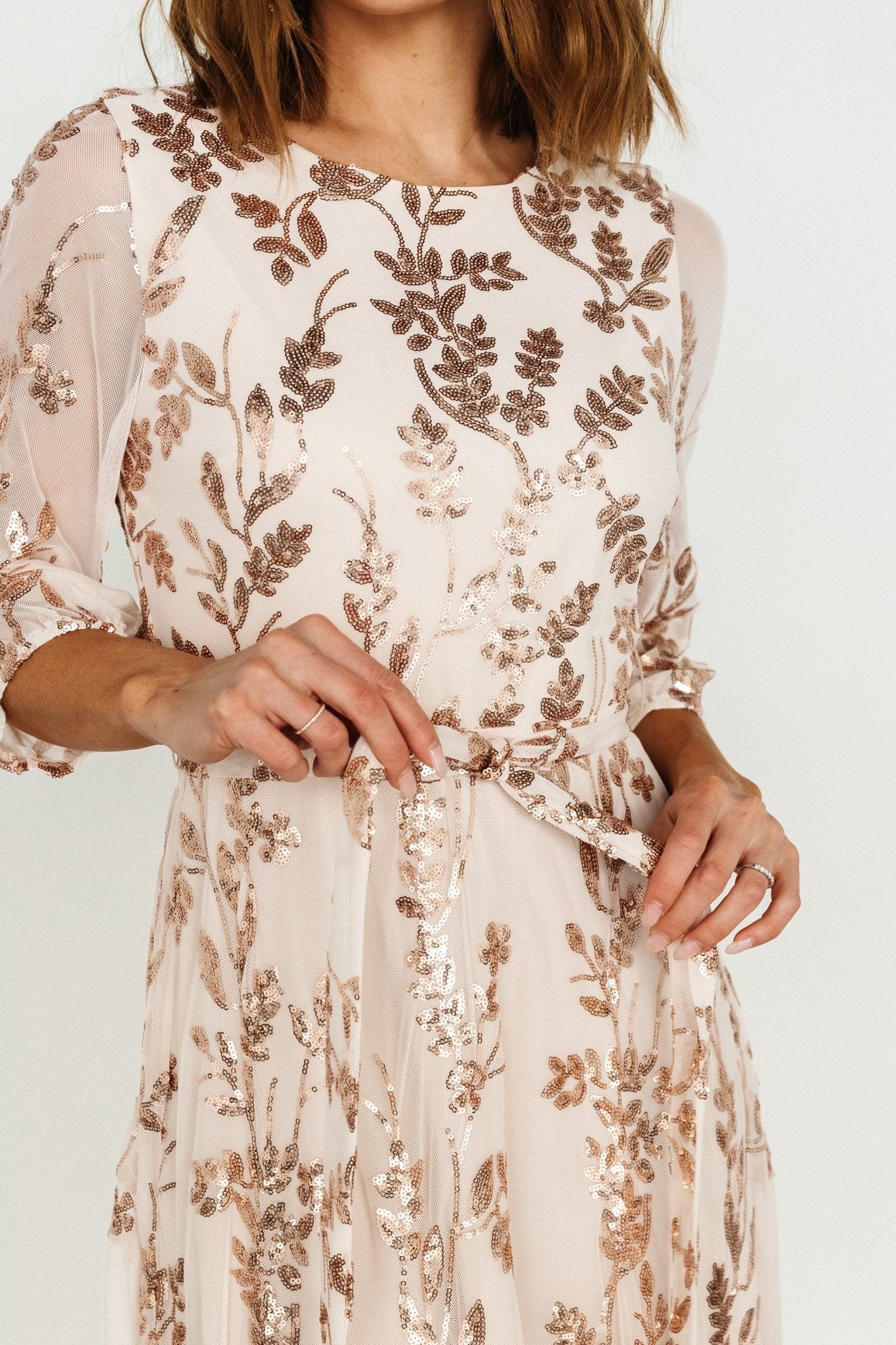 Destiny Sequin Maxi Dress | Rose Gold