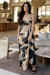 Xanthe Slip Dress | Midnight + Taupe Print