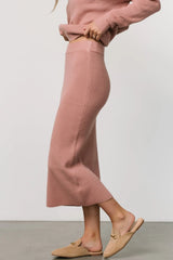 Carey Waffle Midi Skirt | Rose