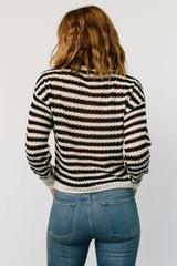 Dawn Open Knit Top | Black + Ivory