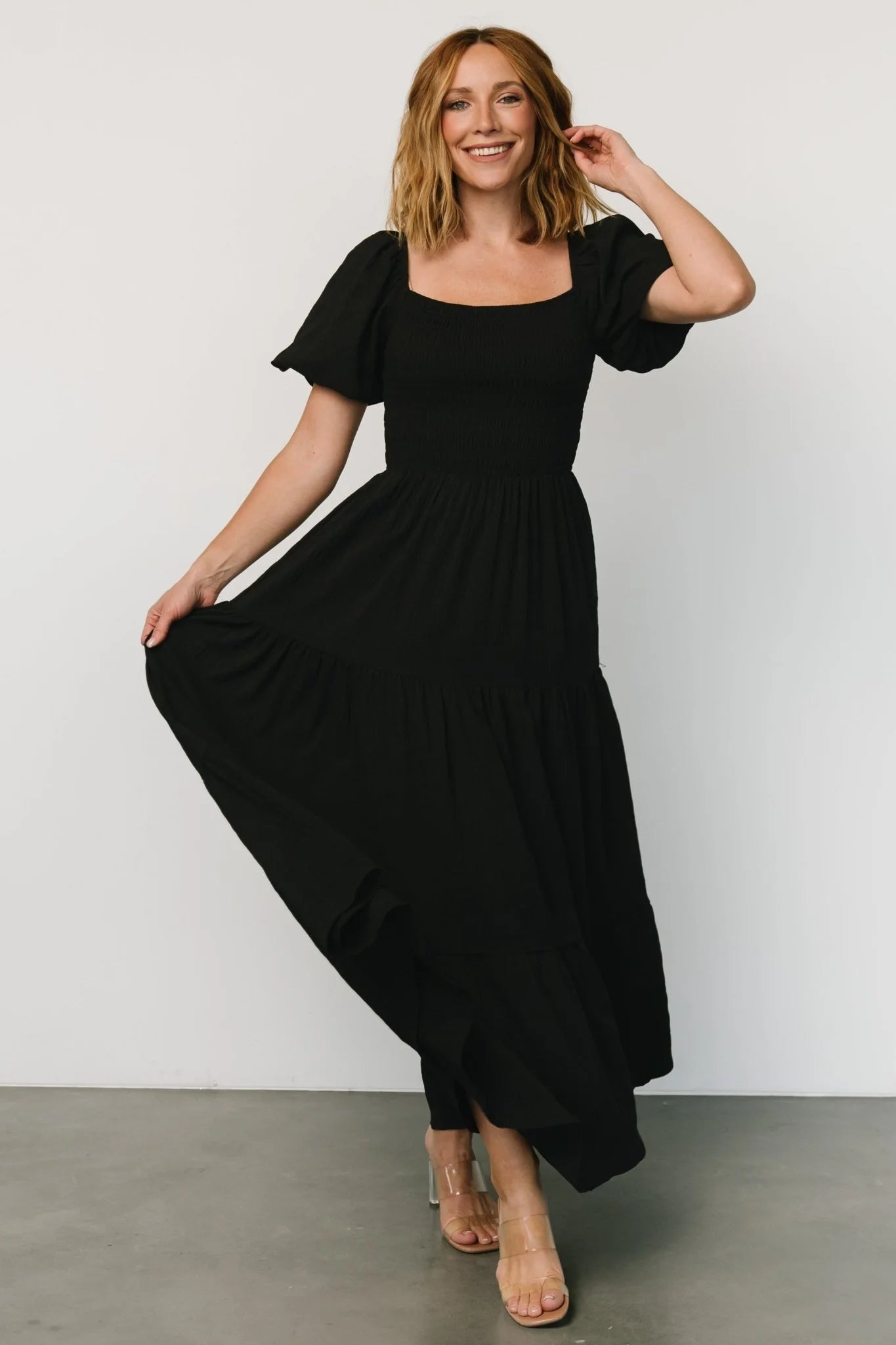 Amaya Smocked Dress | Black