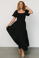 Amaya Smocked Dress | Black