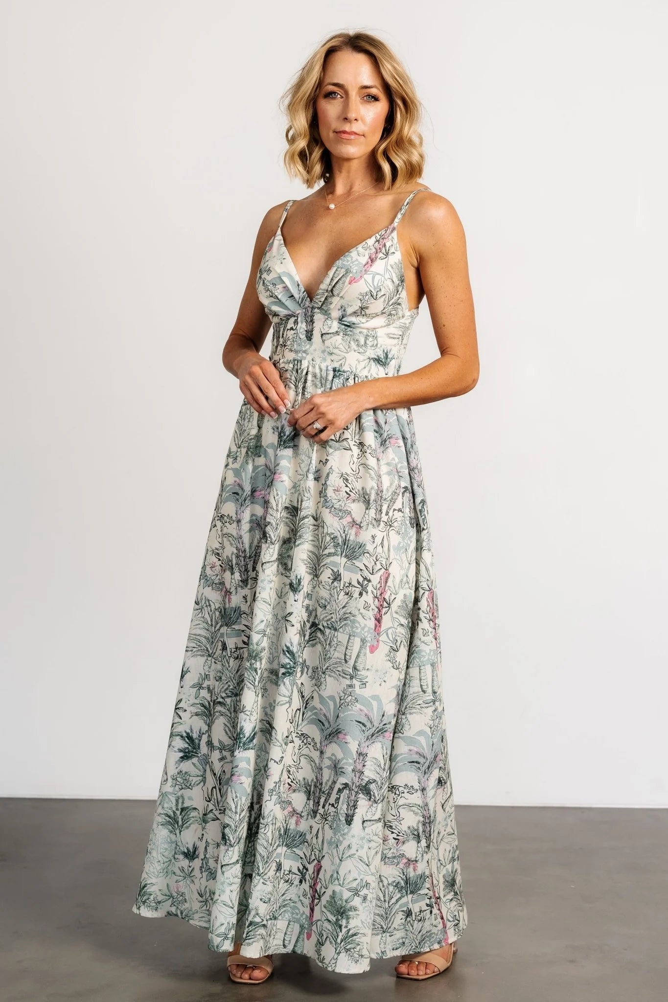 Naia Maxi Dress | Natural + Sage Print