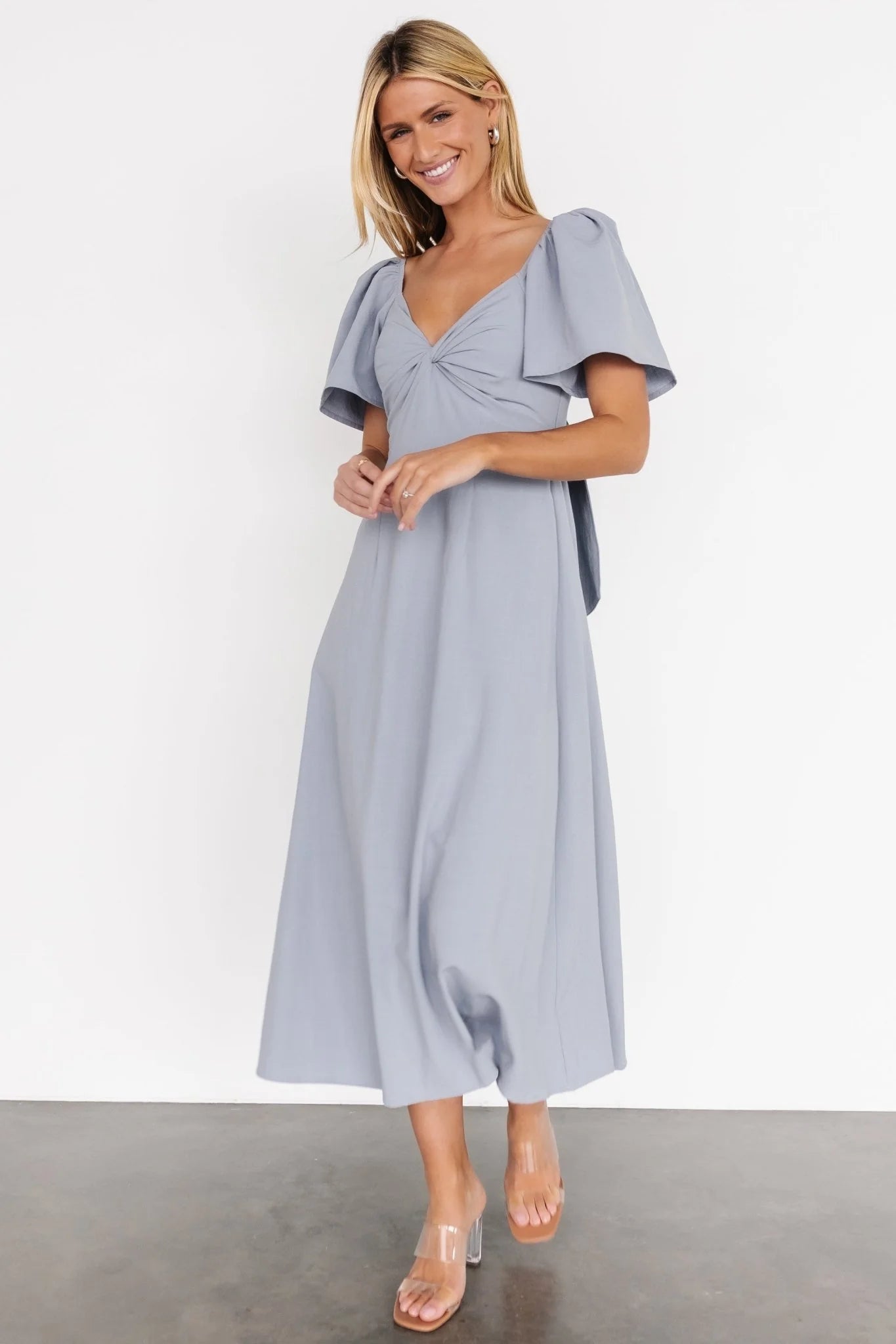 Indie Back Tie Dress | Dusty Blue