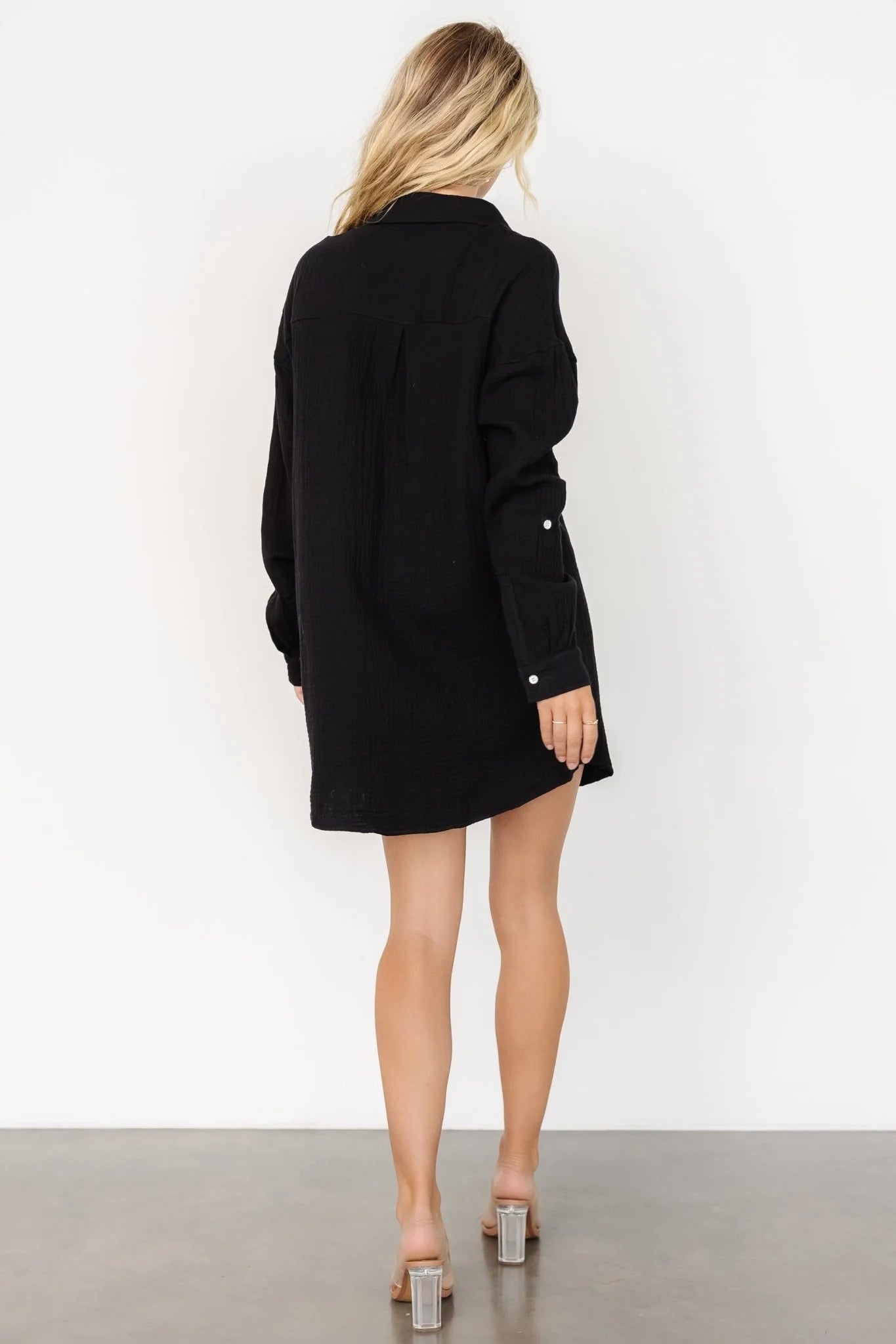Andres Button Shirt Dress | Black