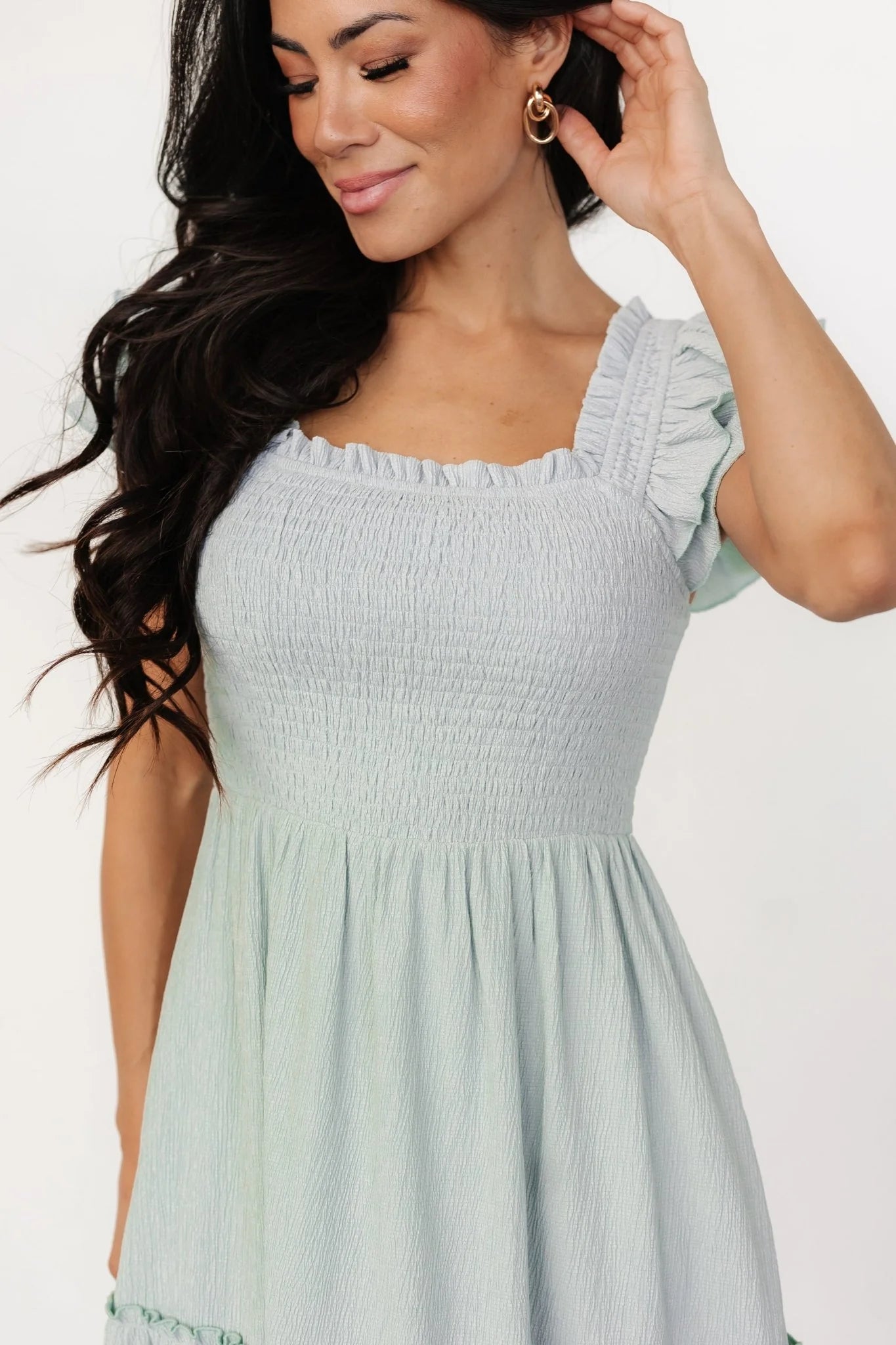 Jacie Smocked Midi Dress | Light Blue