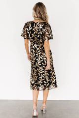 Deanna Sequin Midi Dress | Black + Gold