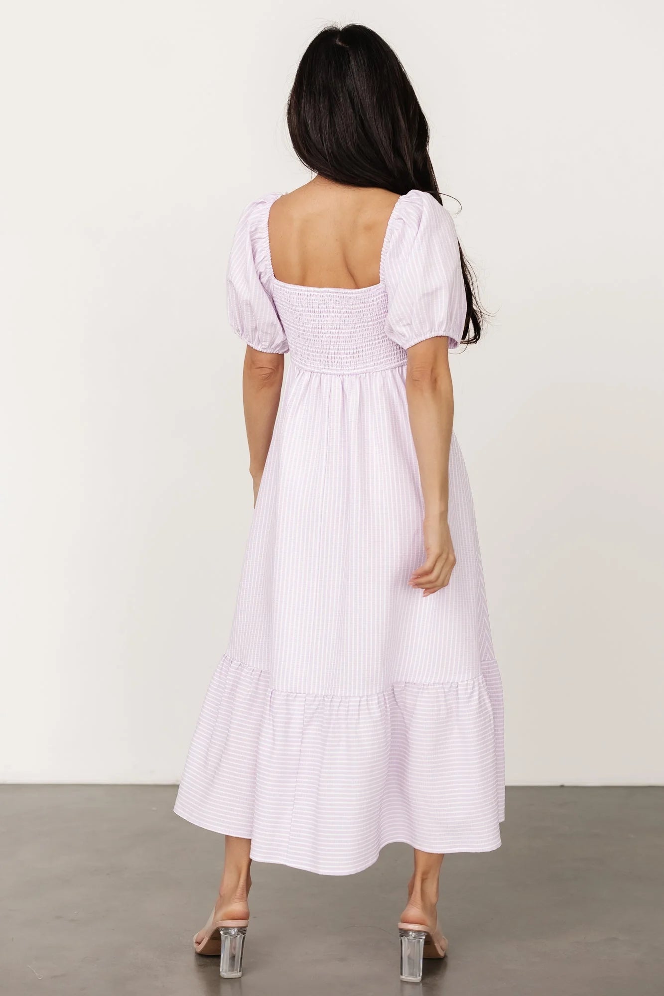 Poppy Midi Dress | Lavender + Off White
