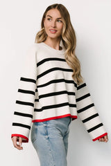 Madilyn Striped Sweater | Off White + Black