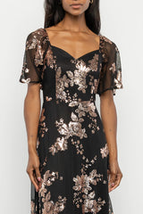 Karina Sequin Maxi Dress | Black + Gold