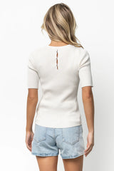 Chiara Ribbed Top | Ivory