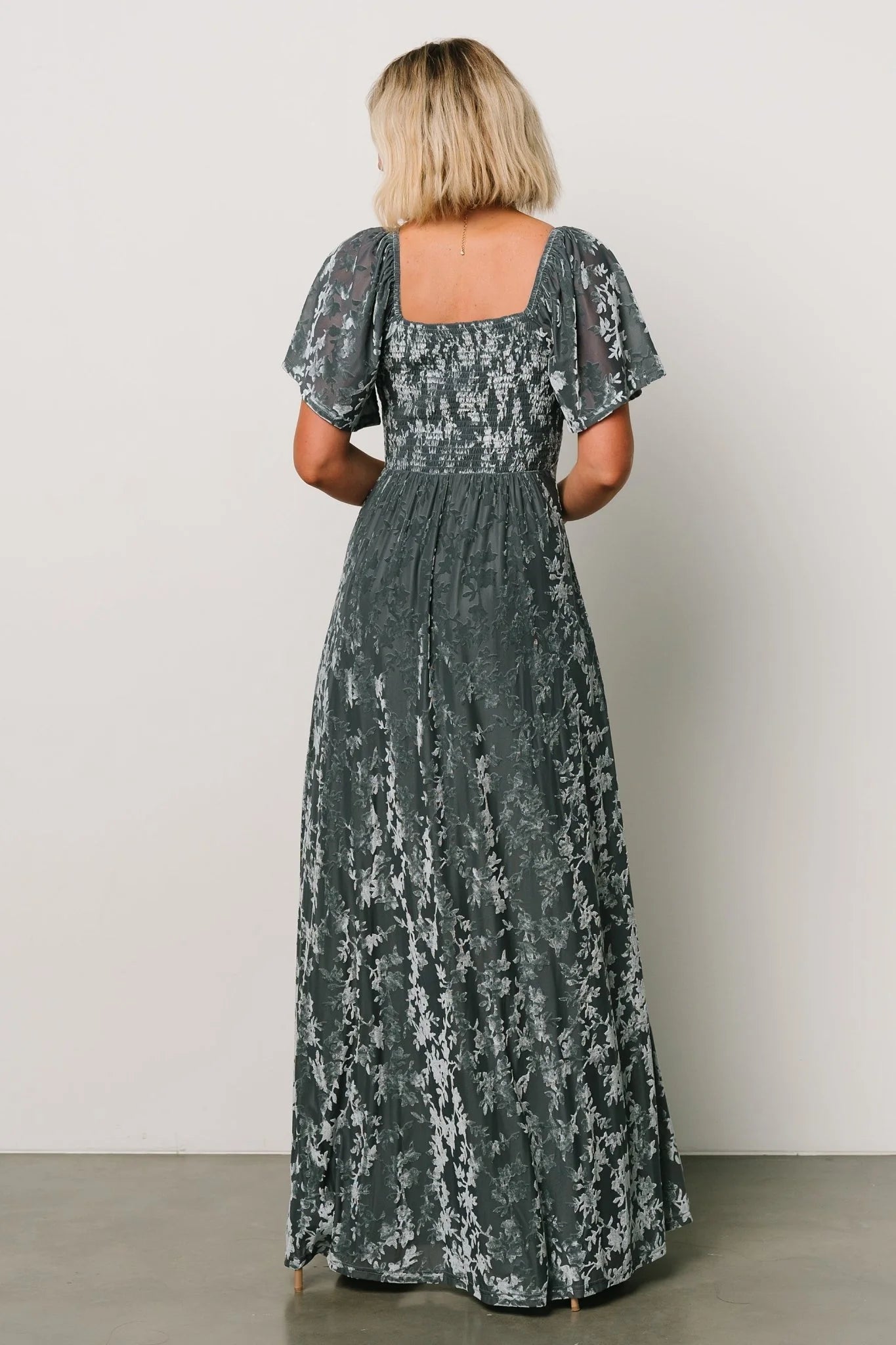 Everley Velvet Maxi Dress | Dusty Blue