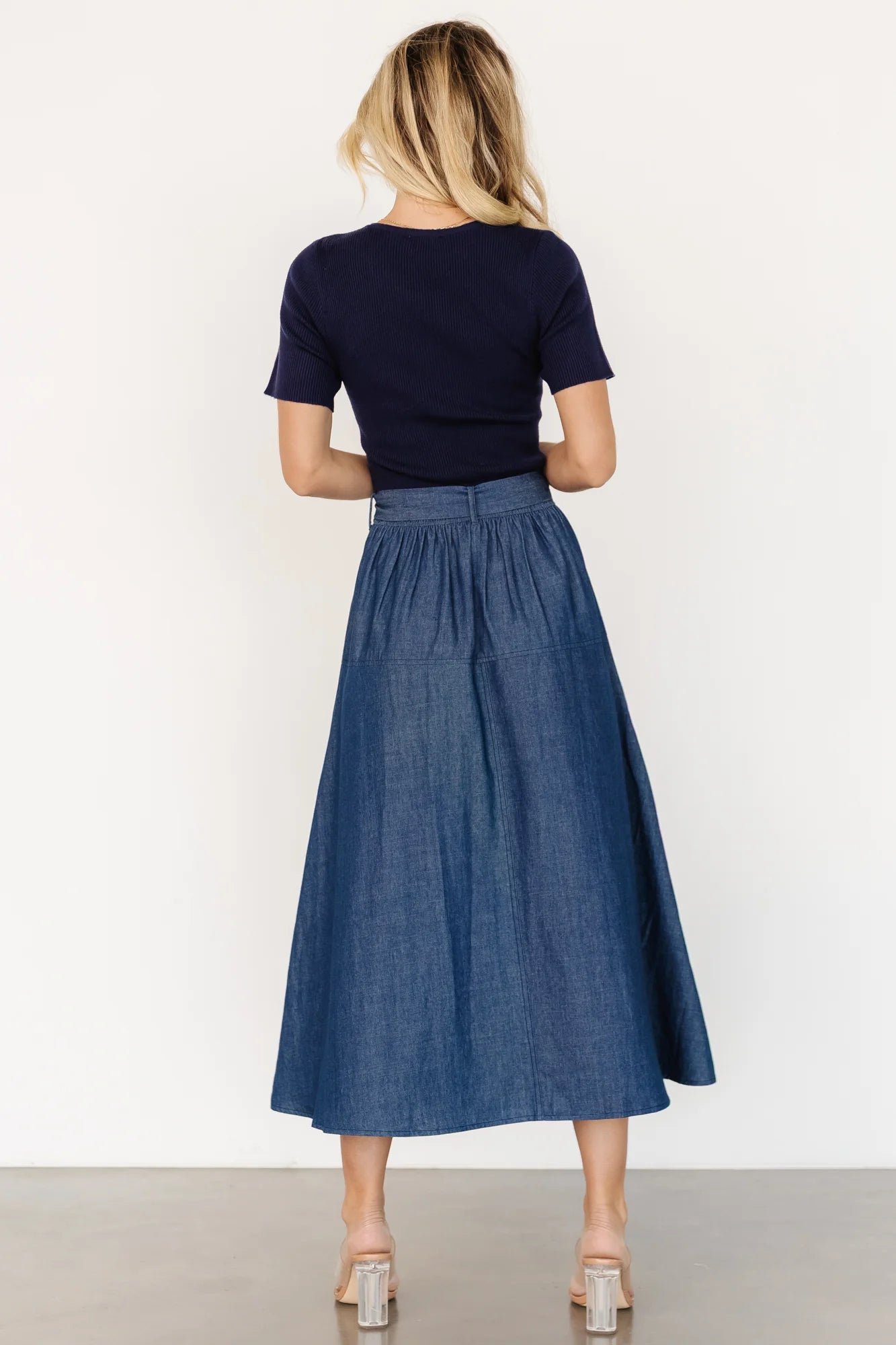 Olina Midi Dress | Chambray + Navy