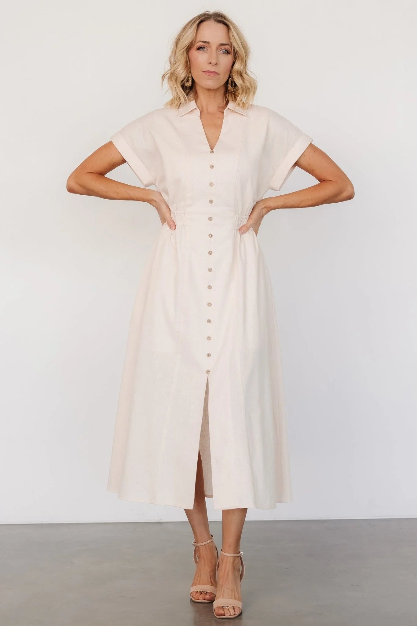 Larah Button Dress | Natural