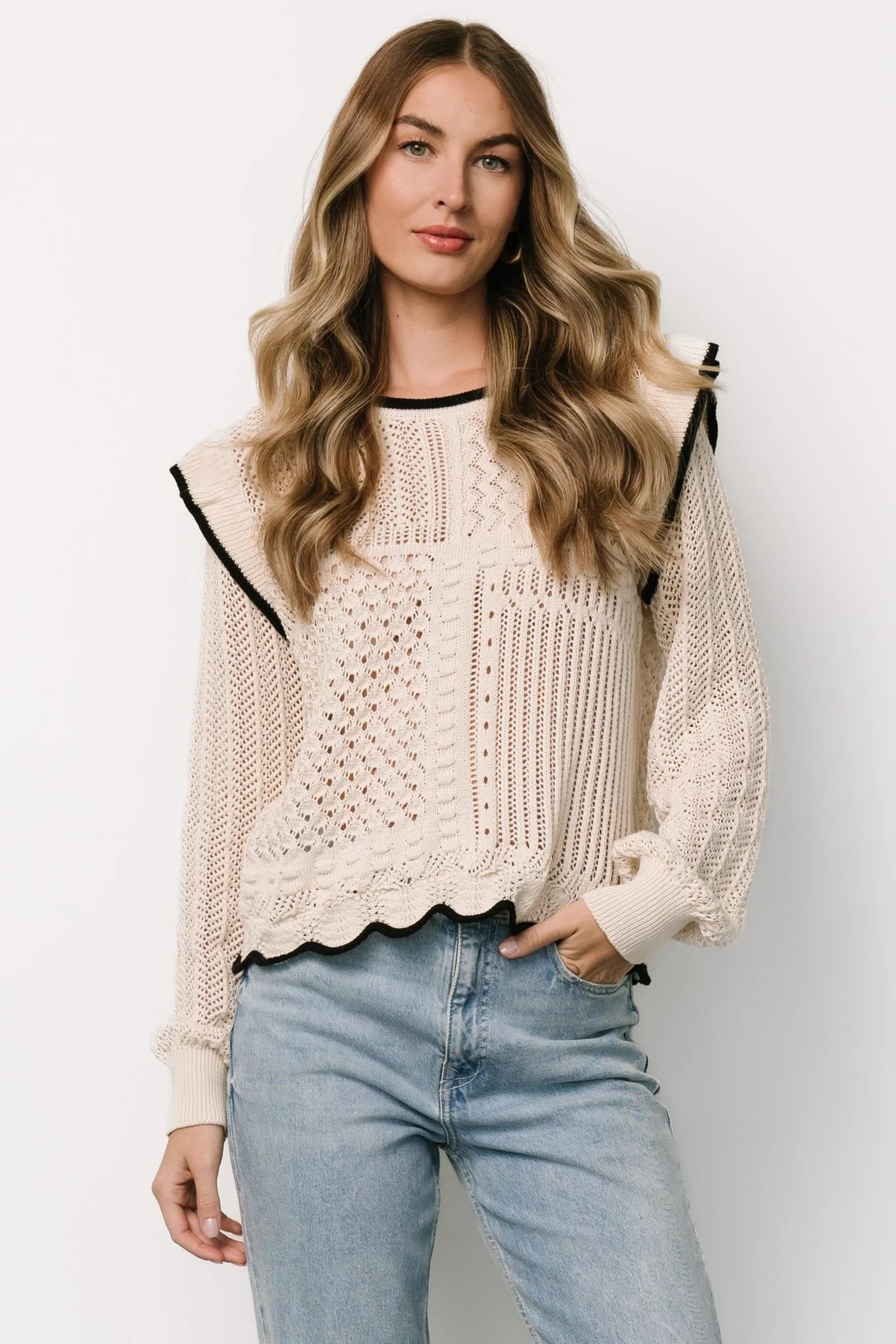 Oleya Knit Sweater Top | Ivory