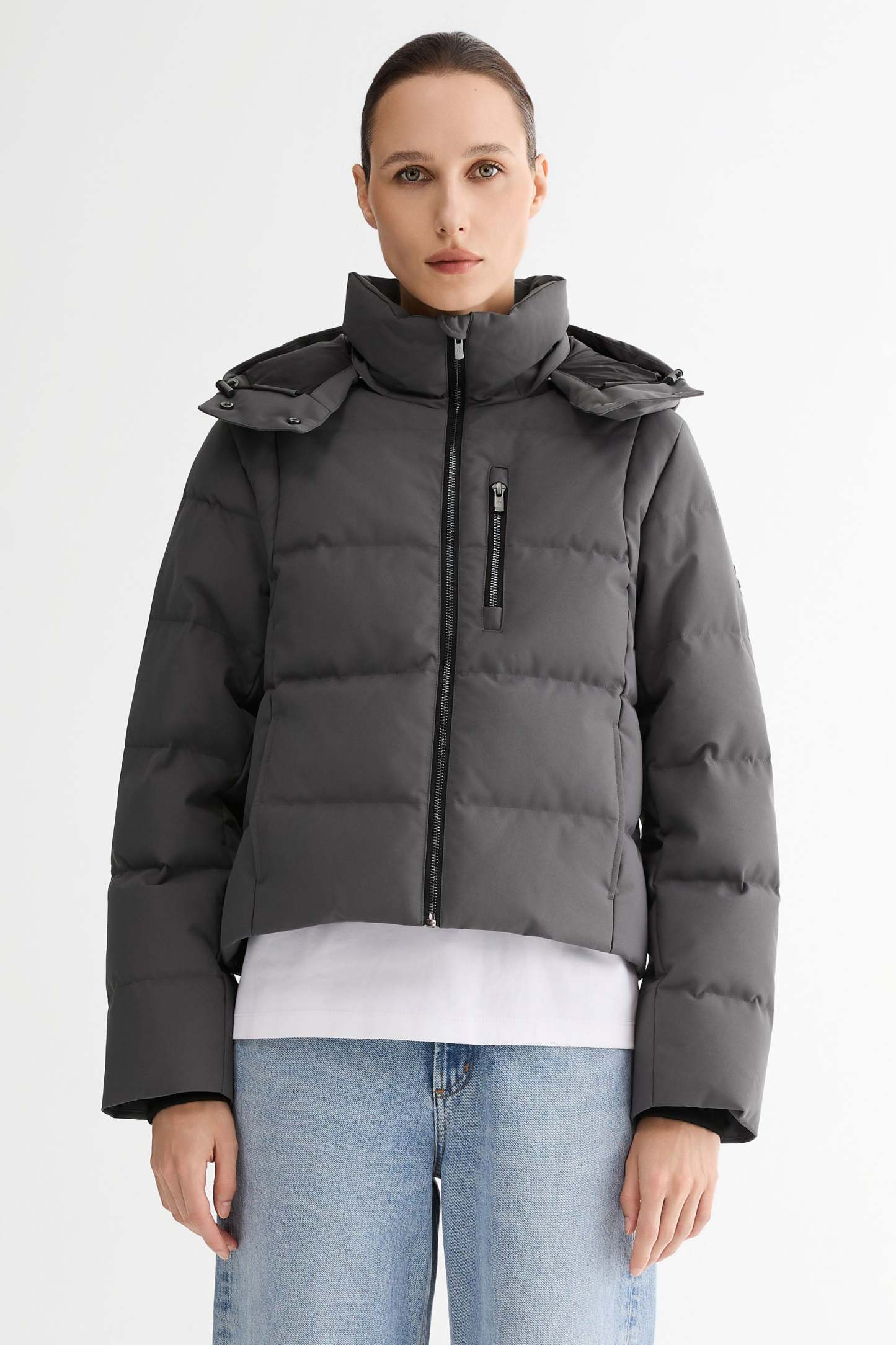 CityForm Short Detachable Hood Down Jacket