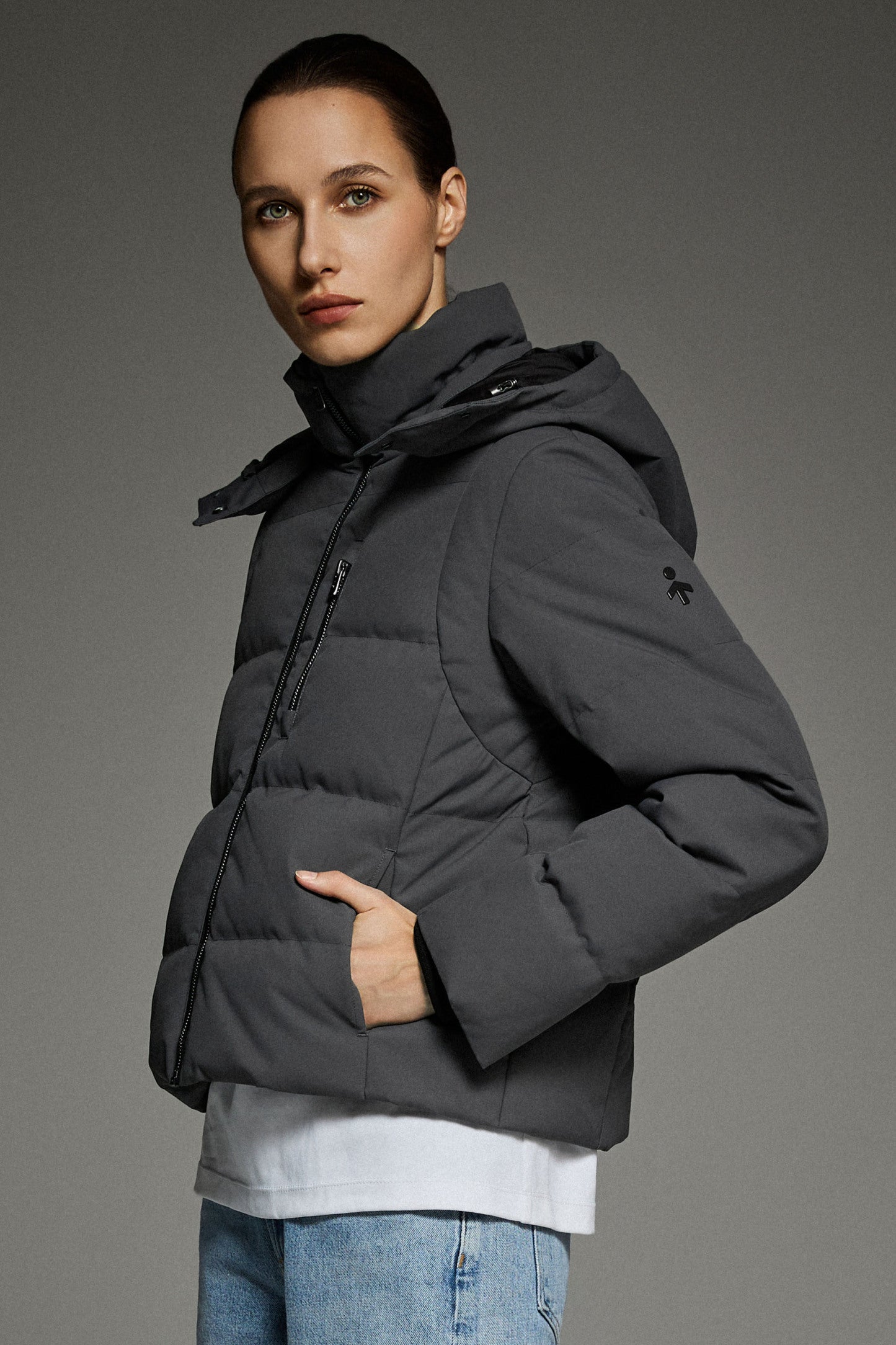 CityForm Short Detachable Hood Down Jacket