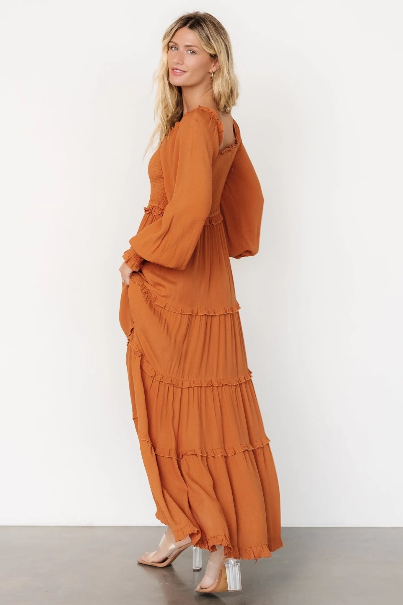 Lana Smocked Maxi Dress | Camel