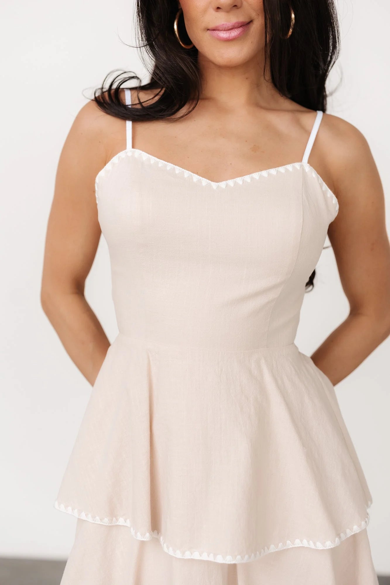 Odette Tiered Dress | Natural + White