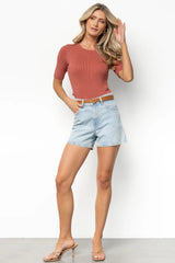 Chiara Ribbed Top | Brick