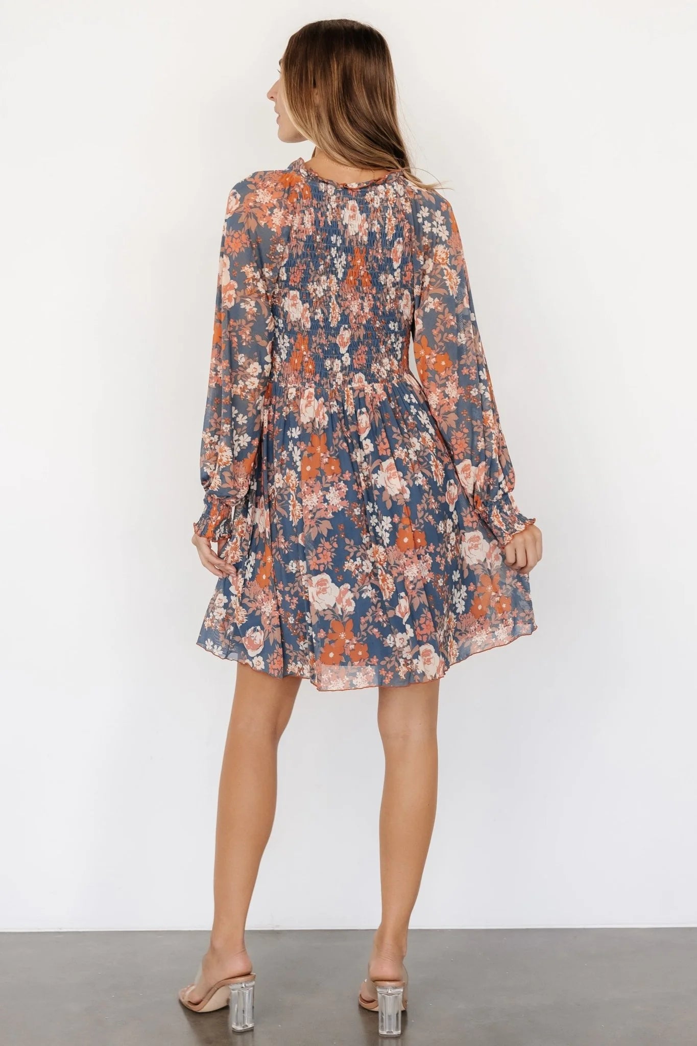 Parker Short Dress | Blue + Orange Floral