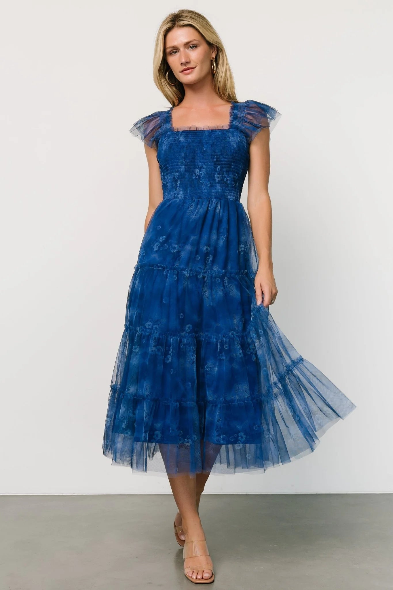 Clementine Tulle Midi Dress | Cobalt
