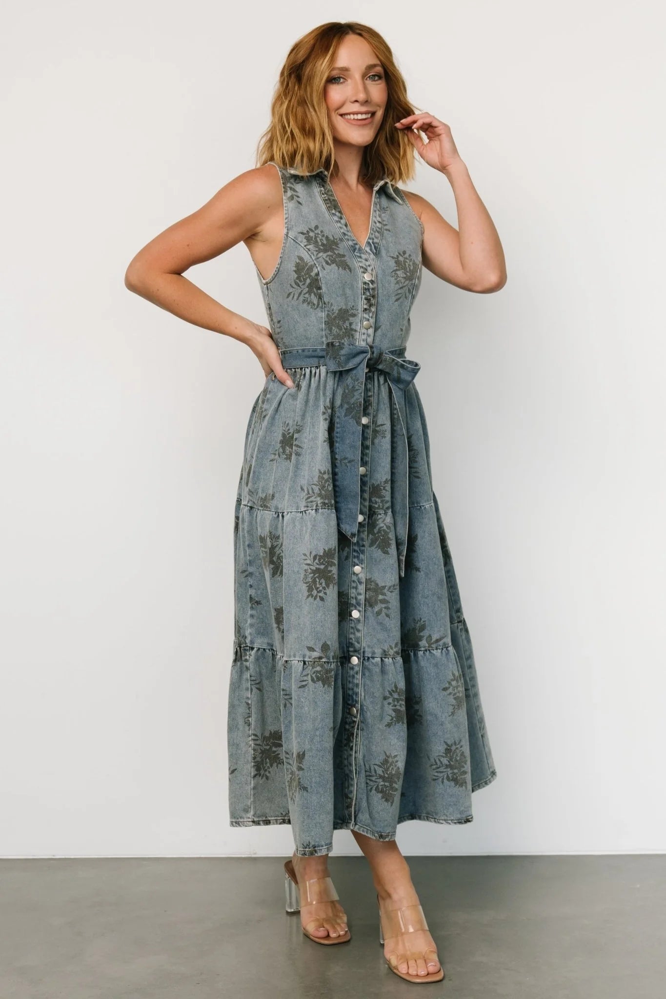 Bernadette Sleeveless Denim Dress | Washed Blue