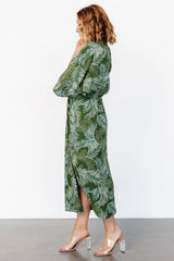 Tula Kimono Dress | Green + Blue Print