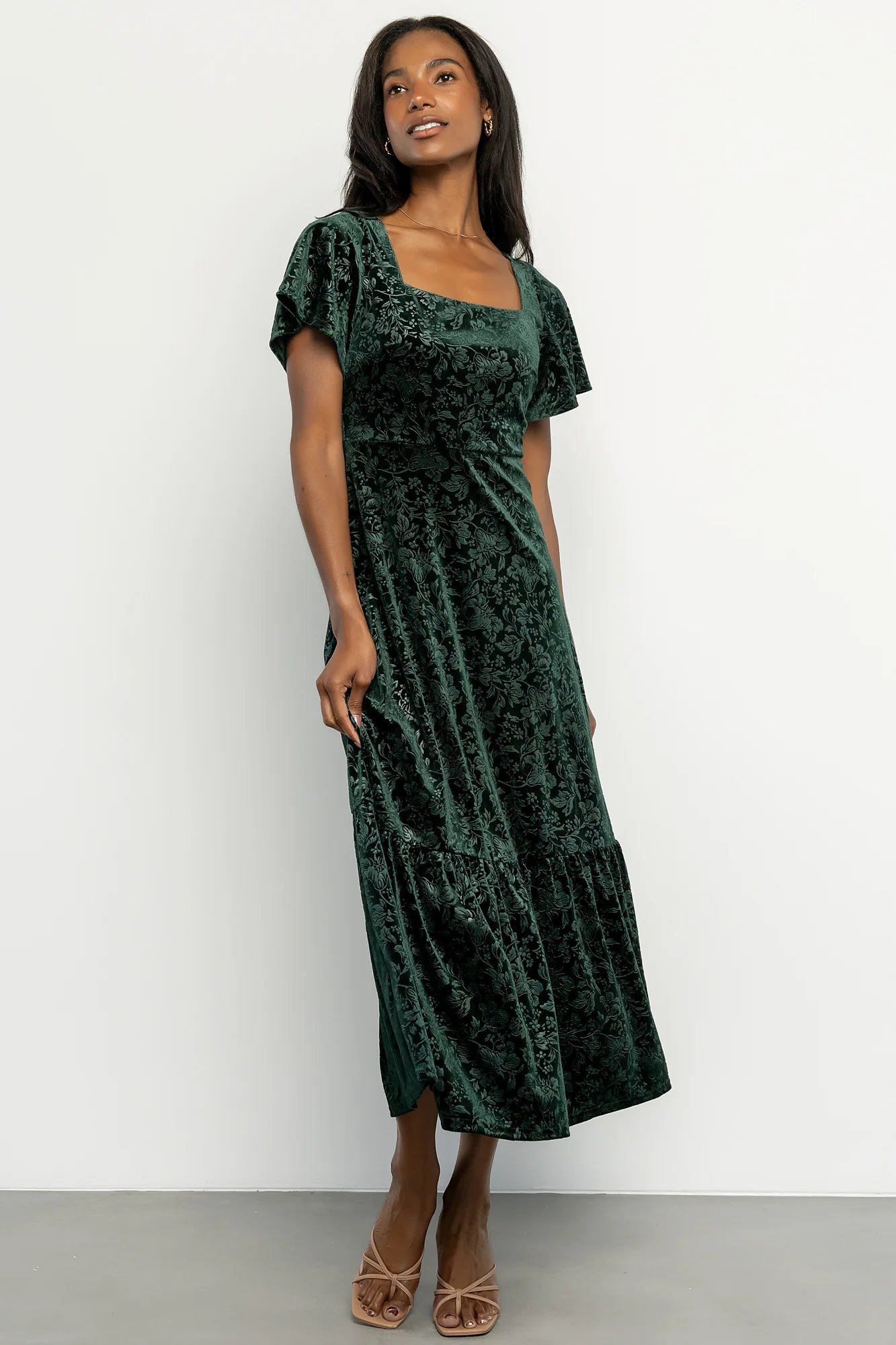 Eirene Velvet Dress | Emerald