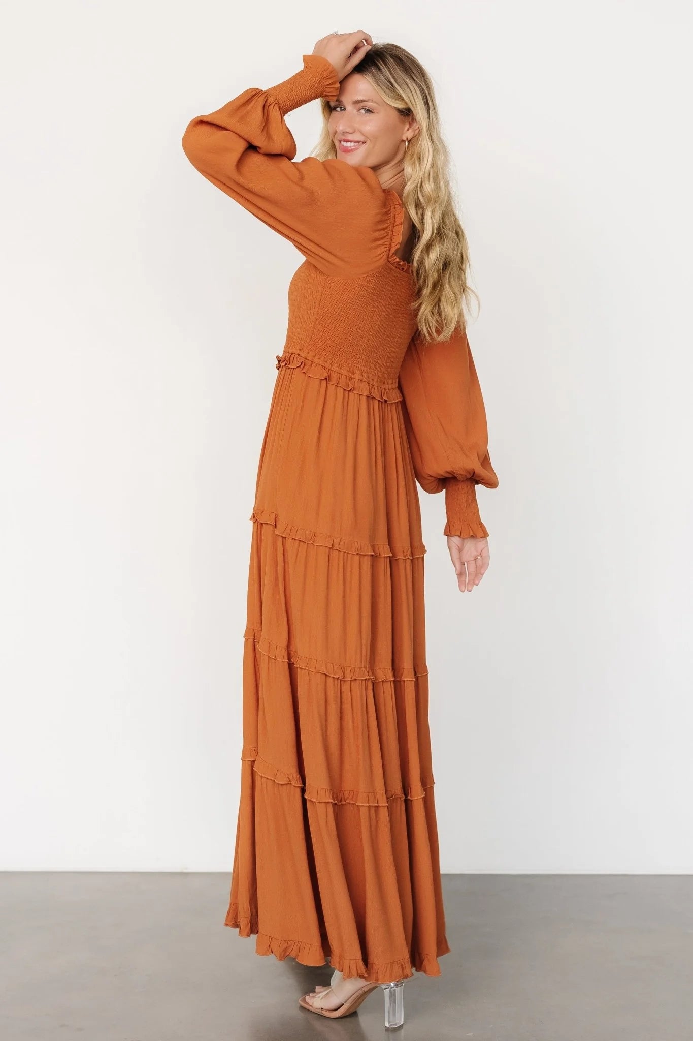 Lana Smocked Maxi Dress | Camel