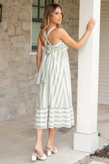 Soren Tie Back Dress | Sage Stripe