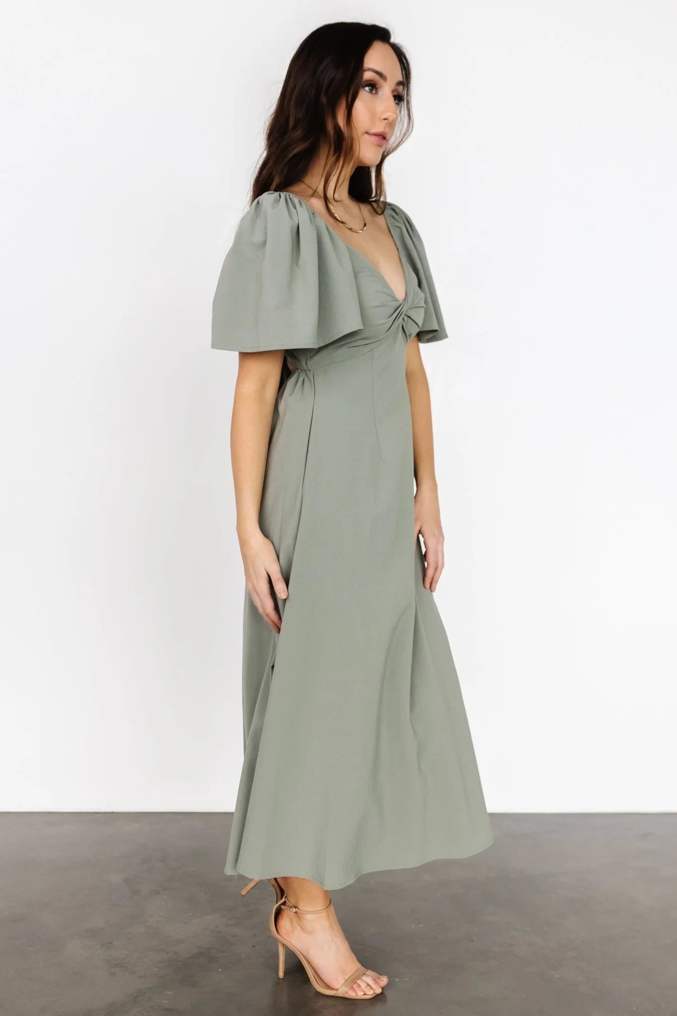 Indie Back Tie Dress | Dusty Green