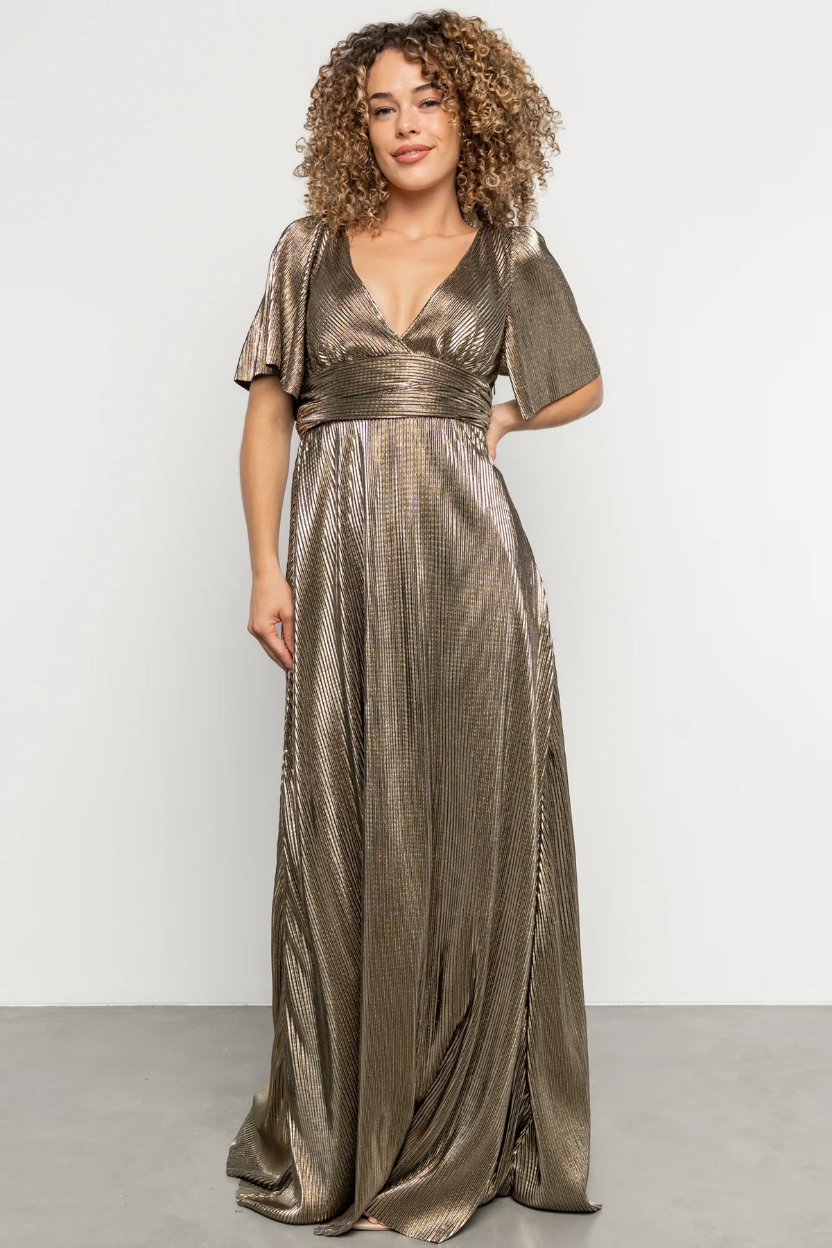 Venetian Pleated Gown | Gold