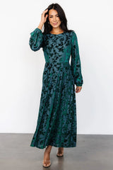Thora Velvet Dress | Emerald Floral