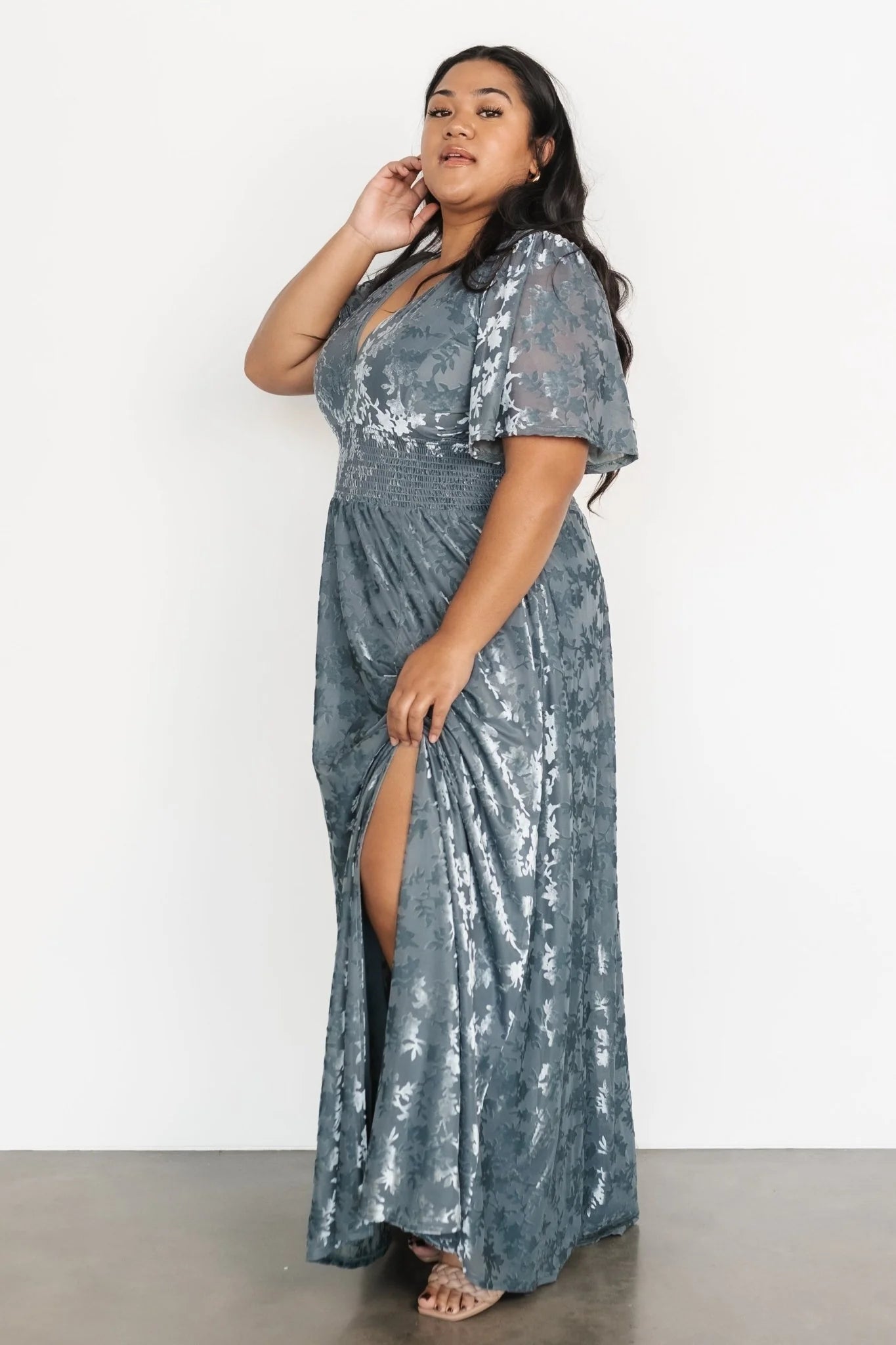 Veronica Velvet Maxi Dress | Slate Blue