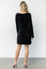 Mira Sequin Short Dress | Black