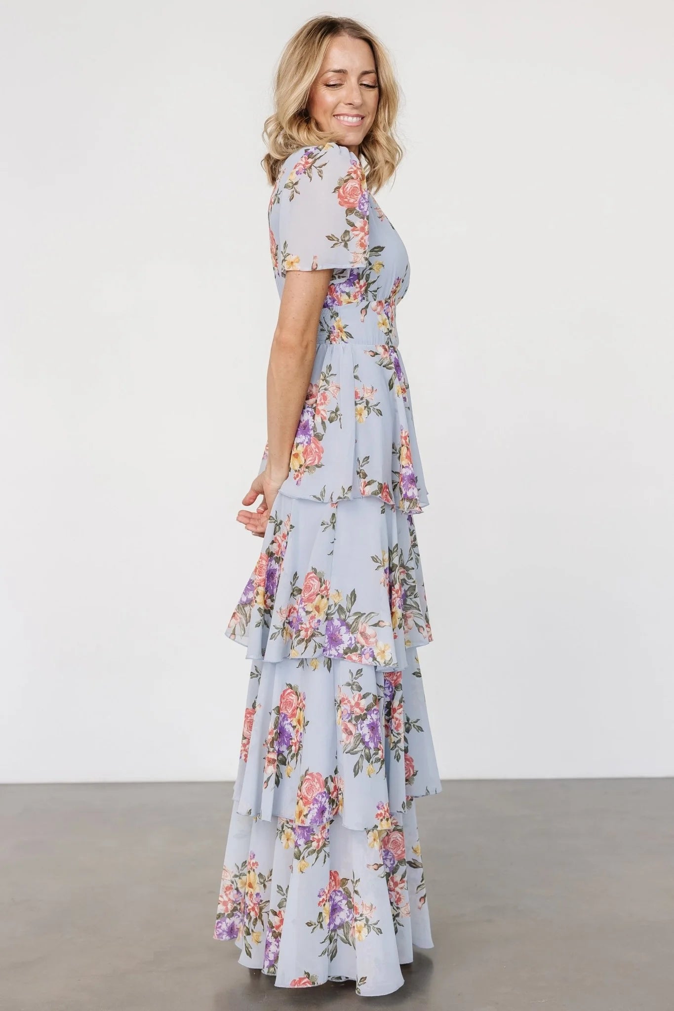 Montaigne Ruffle Maxi Dress | Light Blue Floral