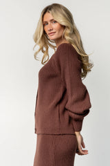 Blair Rib Knit Cardigan | Mahogany