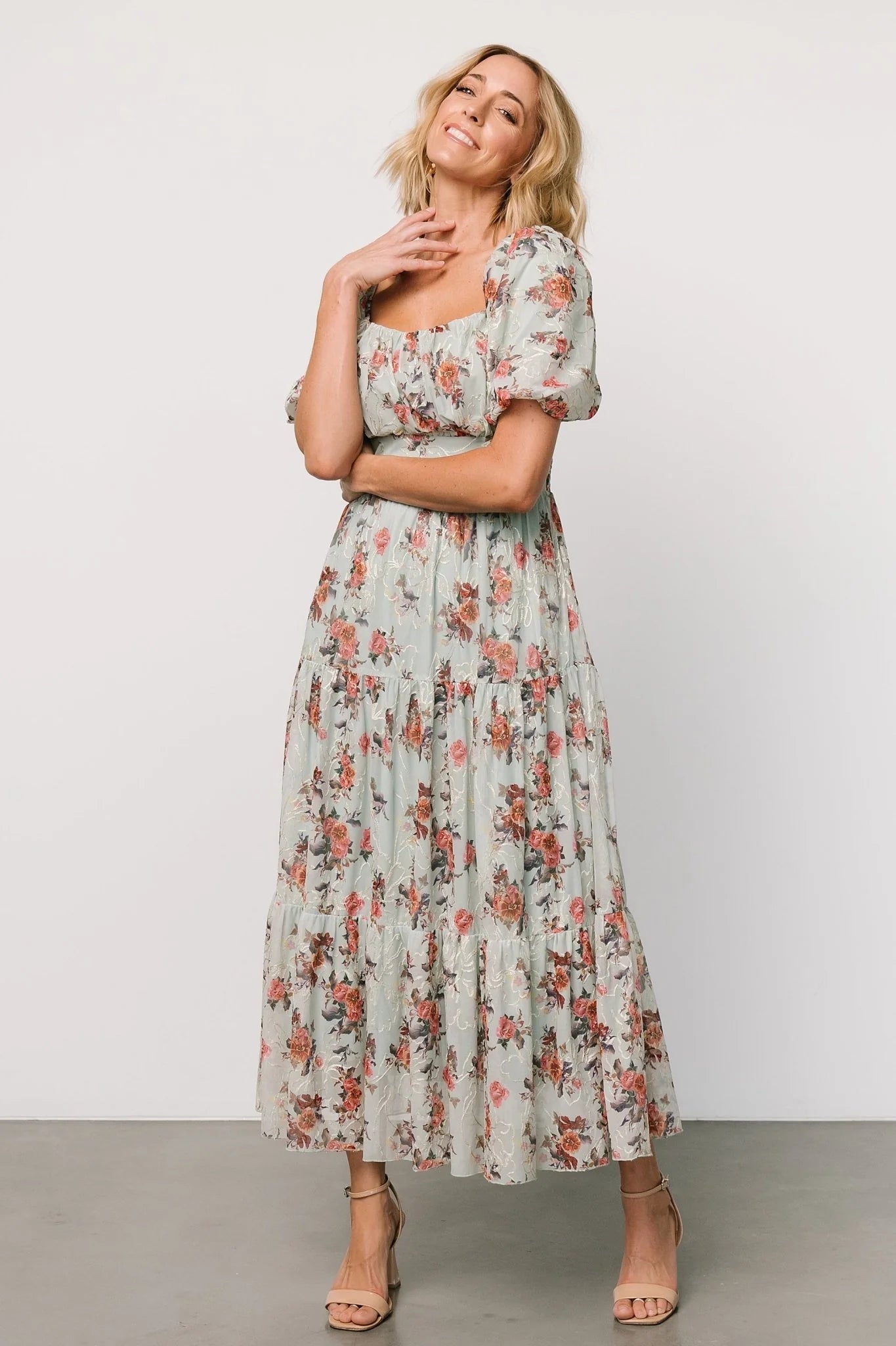 Annabeth Midi Dress | Eucalyptus Floral
