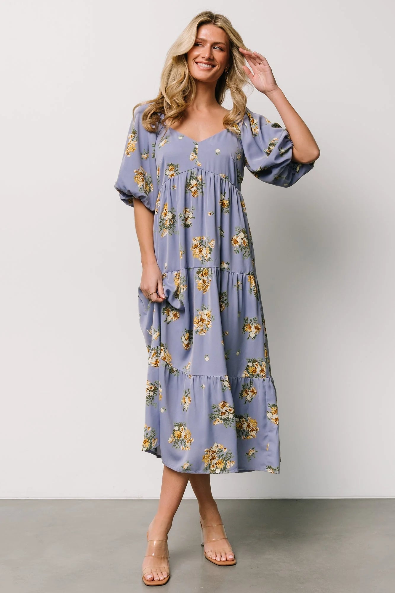 Judith Dress | Blue + Golden Floral